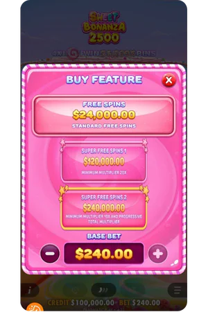 Sweet Bonanza 2500 buying bonus feature