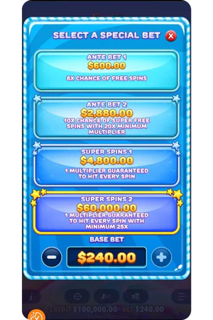 Sweet Bonanza 2500 special bet selection