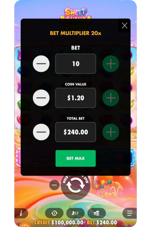 Sweet Bonanza 2500 bet amount selection